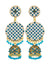 Gold Plated Round Shape Jali Style Blue Earrings RAE0967