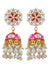 Meenakari Gold Plated Kundan Red Jhumka Earrings With Pearls RAE1021