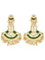 Designer Studded Gold Plated Kundan Green Earrings With White Pearls RAE1033