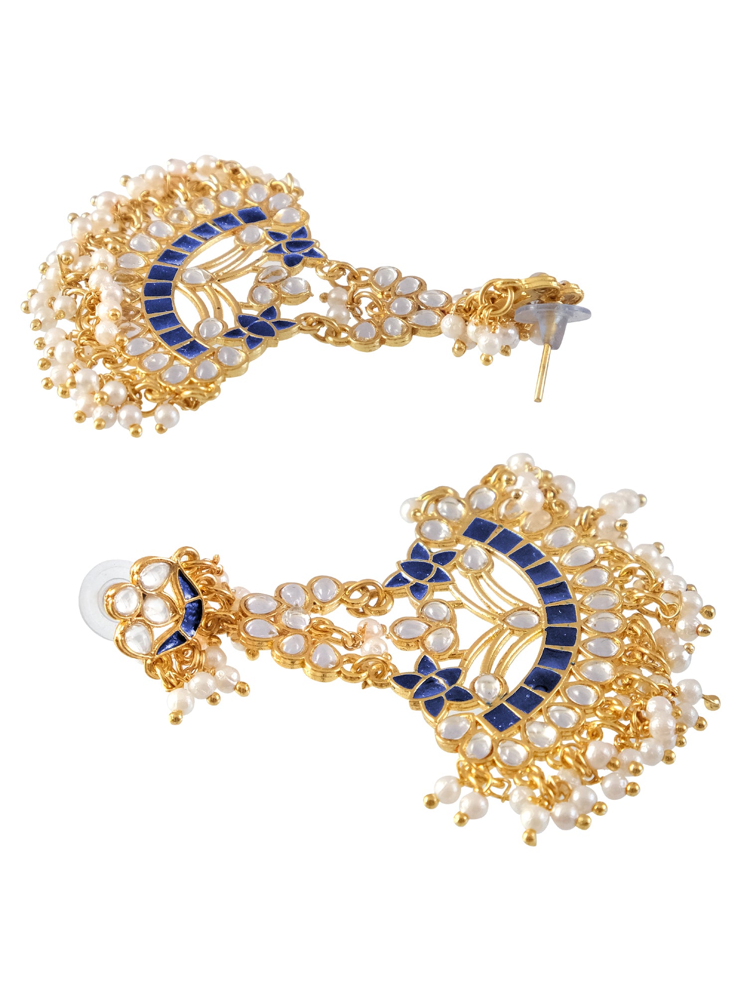 Traditional Kundan Stone Earrings for Women with White Pearl