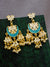 Indian Traditional Meenakari Enamel Kundan Pearl White Lotus Chandbali Earrings Beads Handwork   RAE1040