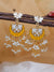 Indian Traditional Meenakari Enamel Kundan Pearl White Lotus Chandbali Earrings Beads Handwork   RAE1040