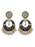 Meenakari Round Style Floral Kundan Black Earrings RAE1054