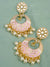 Gold- Plated Chandbali Pink Meenakri Design With White Pearls Earrings RAE1056