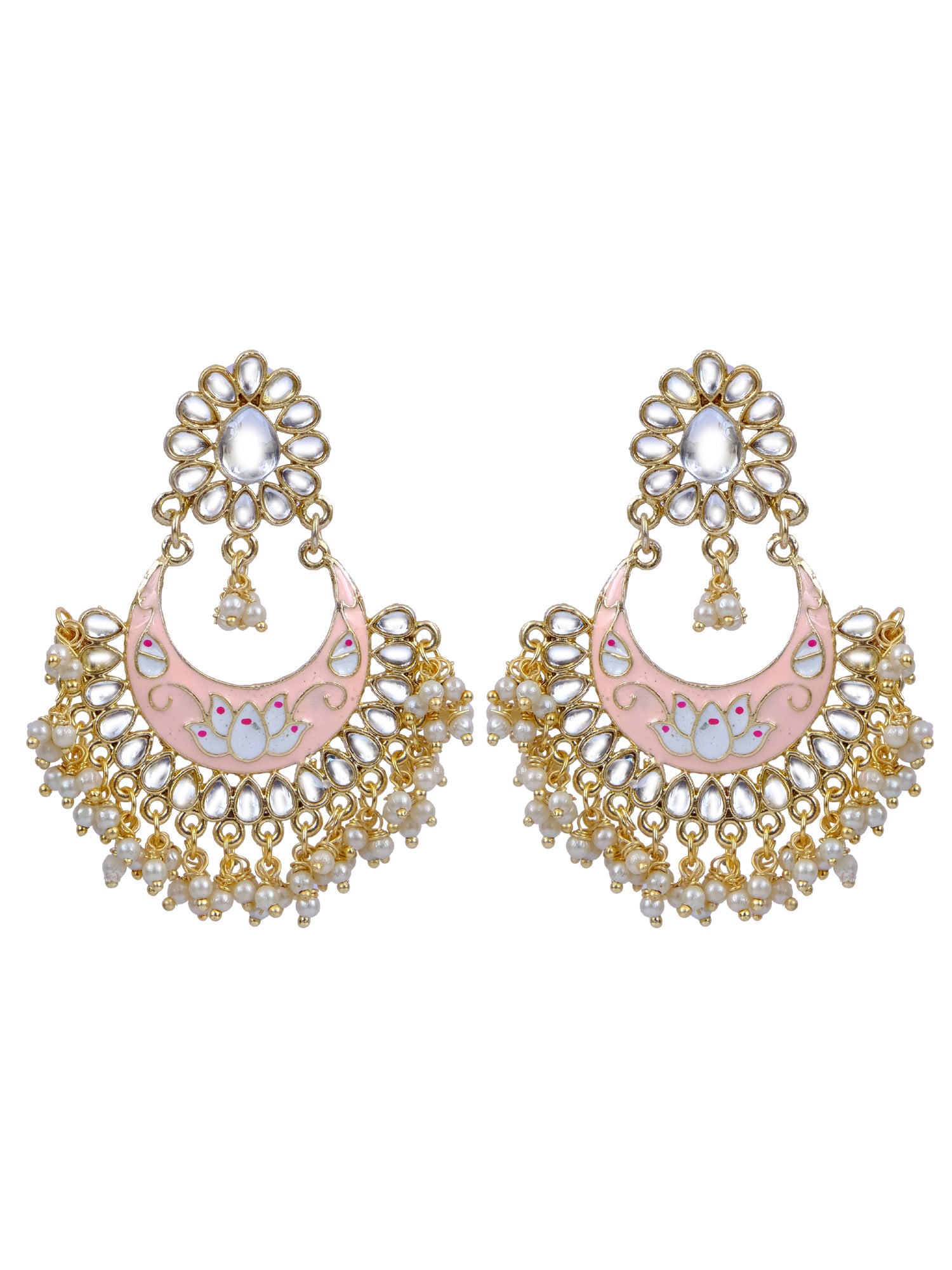 Meenakari Dazzle: Ethnic Chandbali Kundan Dangler Earrings for Women