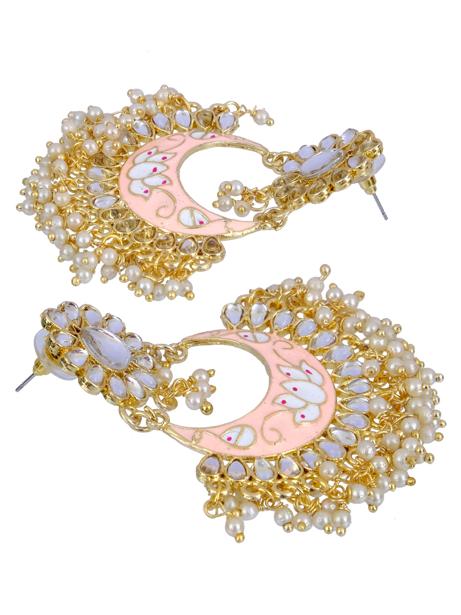 Meenakari Dazzle: Ethnic Chandbali Kundan Dangler Earrings for Women