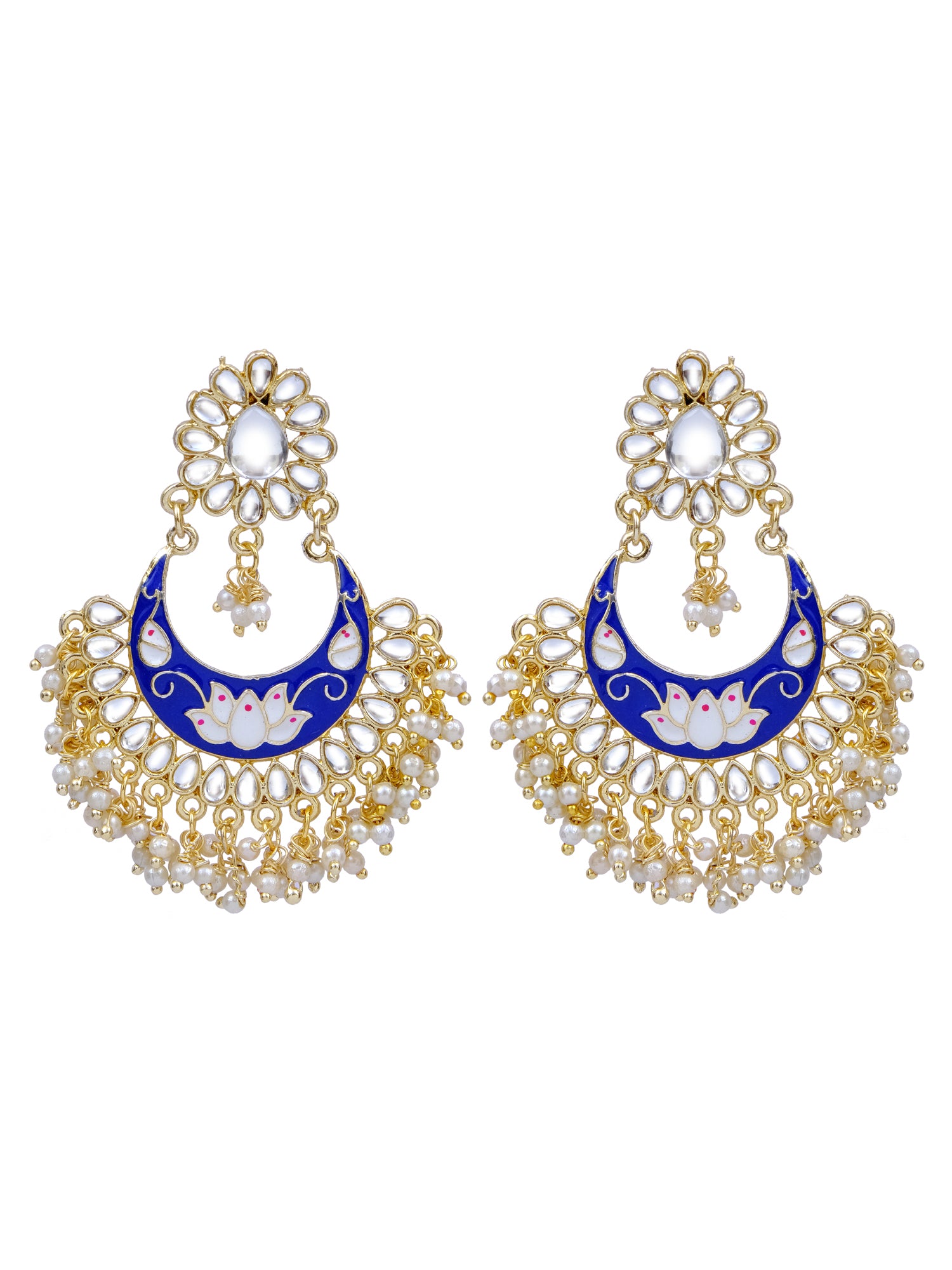 Meenakari Dazzle: Ethnic Chandbali Kundan Dangler Earrings for Women