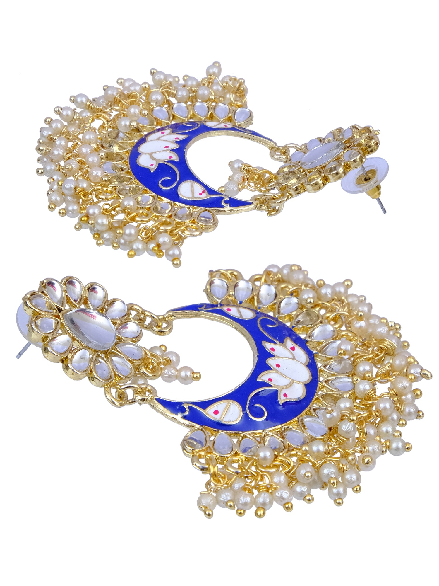 Meenakari Dazzle: Ethnic Chandbali Kundan Dangler Earrings for Women