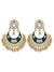 Gold-Plated Meenakari Chandbali Kundan Floral Green  Earrings With Pearls RAE1061