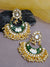 Gold-Plated Meenakari Chandbali Kundan Floral Green  Earrings With Pearls RAE1061