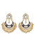 Gold-Plated Meenakari Chandbali Floral Grey Earrings With Pearls RAE1062