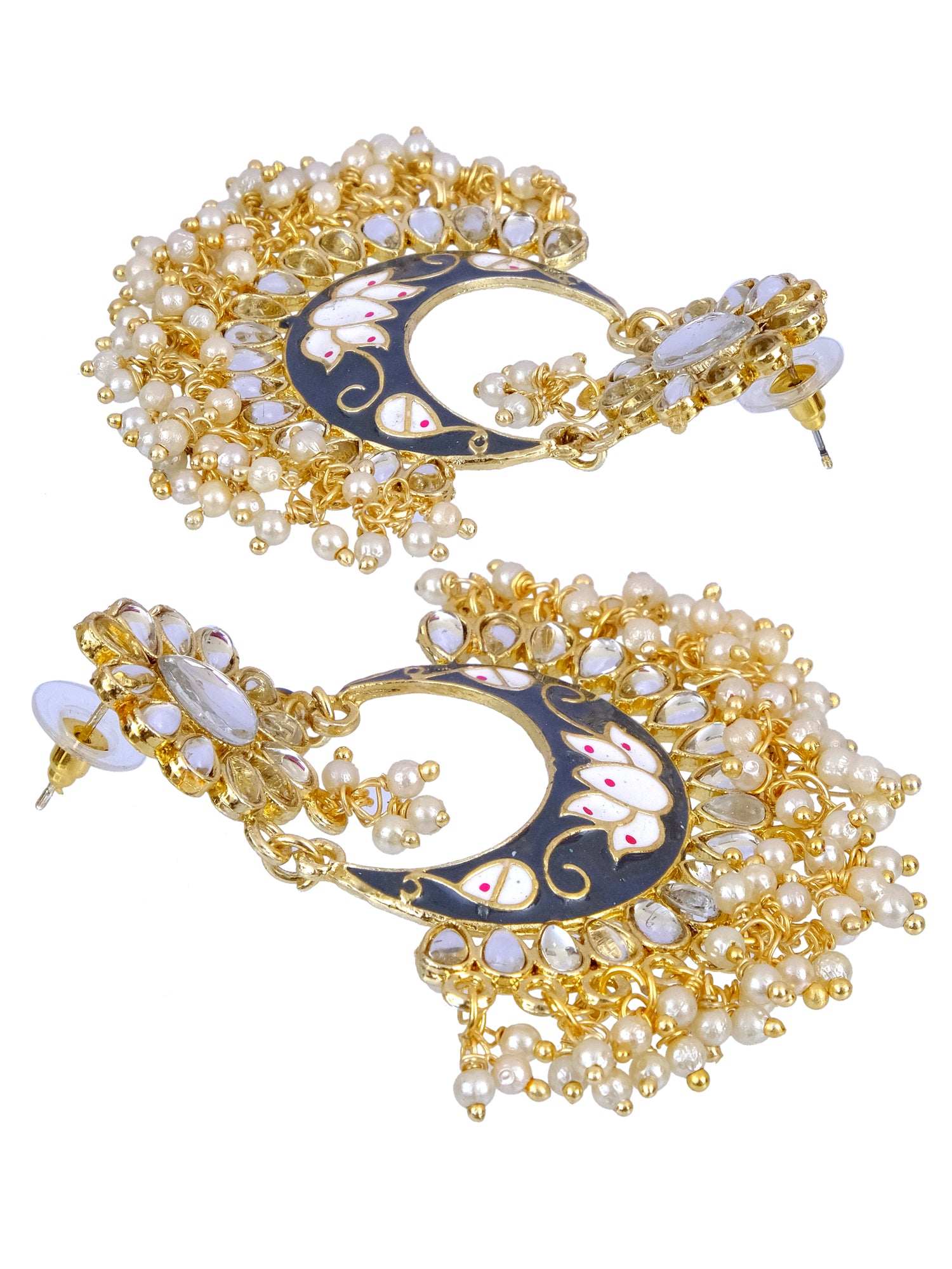 Meenakari Dazzle: Ethnic Chandbali Kundan Dangler Earrings for Women