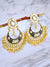 Gold-Plated Meenakari Chandbali Kundan Floral Grey Earrings With Pearls RAE1062