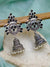 Oxidized German Silver Meenakri Black Floral Temple Design Jhumka Earring With Pearls RAE1081