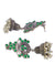 Oxidized German Silver Meenakri Green Floral Temple Design Jhumka Earring With Pearls RAE1082