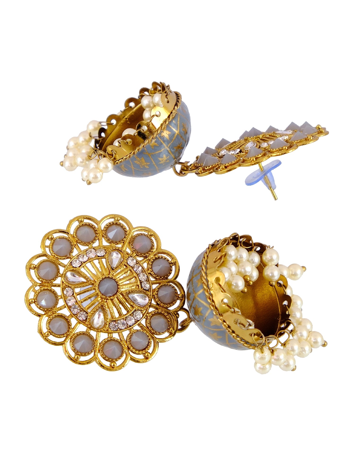 Traditional Gold Plated Floral Round Jhumki Earrings for Girls - South Indian Jhumka