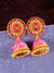 Gold-Plated Round Floral Meenakari  Royal RedJhumka Earrings RAE1109