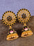 Traditional Gold-Plated Round Floral Meenakari Black Jhumka Earrings RAE1111