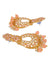 Traditional Gold- Plated Double Floral  Pink Color Dangler Earrings RAE1120
