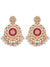 Designer Gold-Plated Kundan Stone Red Dangler White  Pearl Stone Studs Earrings RAE1143