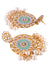 Designer Gold-Plated Kundan Stone LightGreen Dangler White  Pearl Stone Studs Earrings RAE1144