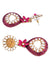 Designer Gold-Plated Kundan Floral Pink Oval Shape Earrings RAE1147