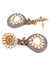 Designer Gold-Plated Kundan Floral Grey Oval Shape Earrings RAE1148