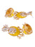 Ethnic Gold-Plated Lotus Style Yellow Jhumka Earrings With White Pearls