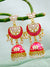 Ethnic Gold-Plated Lotus Style Red Meenakari Jhumka Earrings