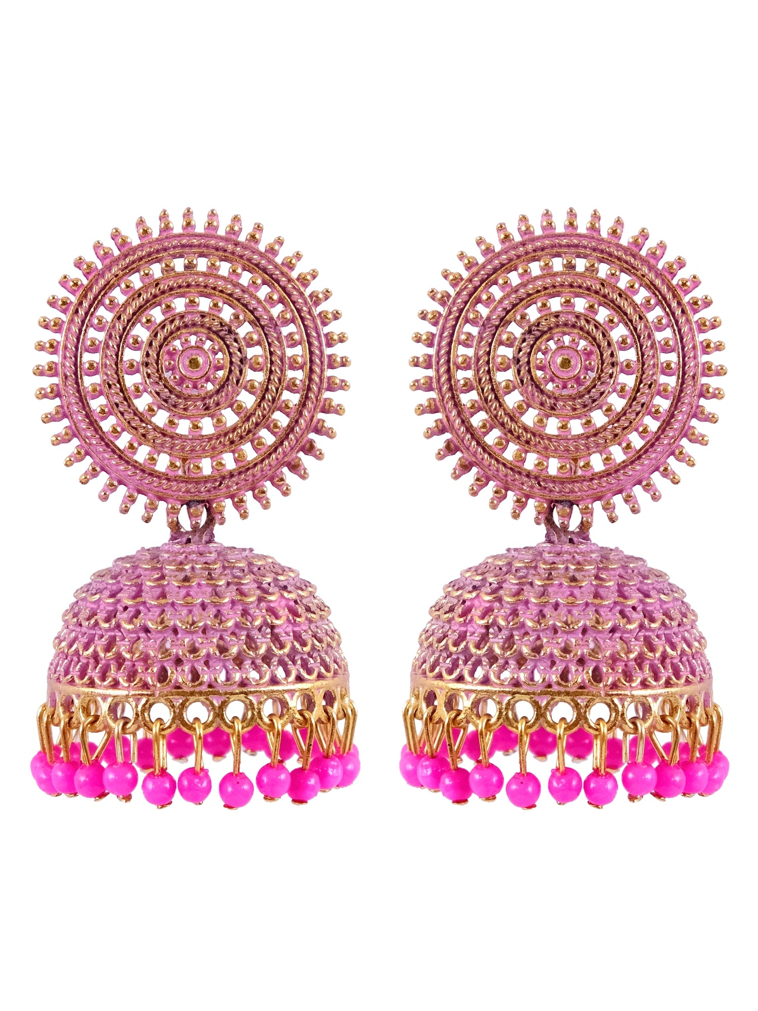 Unique Pink Gold Jhumka Earrings for Women & Girls