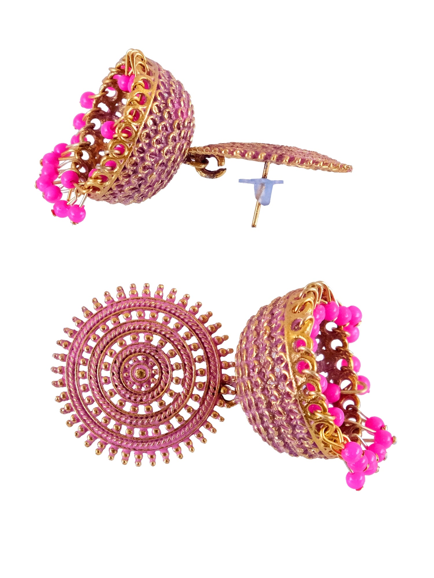 Unique Pink Gold Jhumka Earrings for Women & Girls