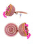 Gold-Plated Round Designs Pink Pearls Jhumka Earrings RAE1163