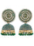 Gold-Plated Round Designs Green Pearls Jhumka Earrings RAE1166