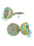 Gold-Plated Round Designs Sky Blue Pearls Jhumka Earrings RAE1167