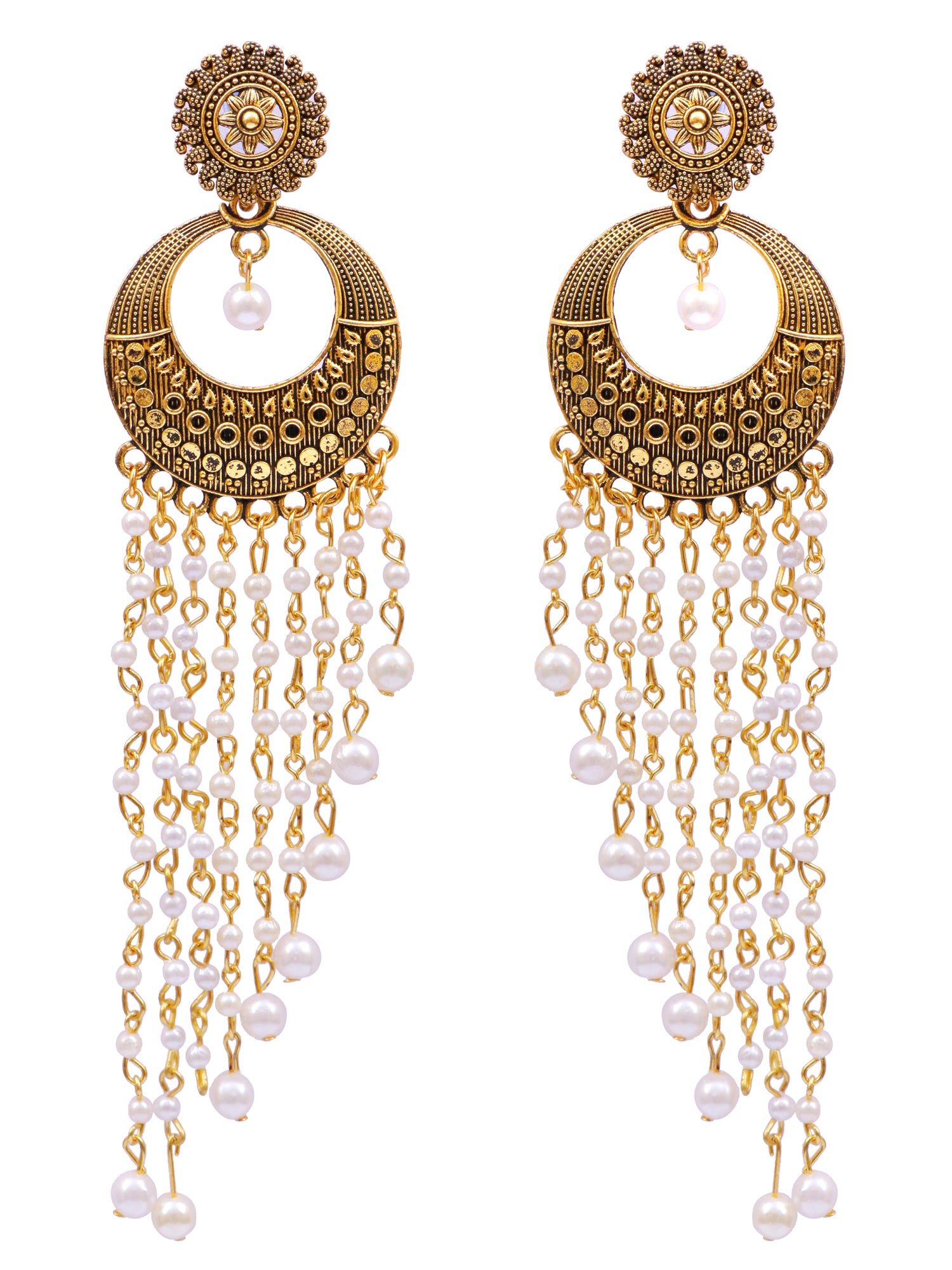 Gold Plated Asymmetric  Drop & Dangler Earrings for Stylish Women & Girls