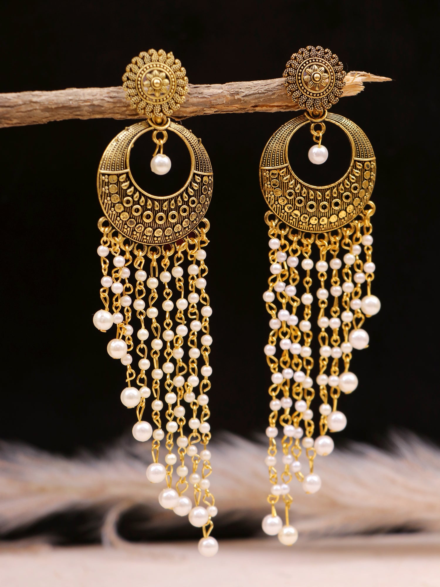 Gold Plated Asymmetric  Drop & Dangler Earrings for Stylish Women & Girls