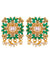 Gold-Plated Classy square shaped tops studs Floral  shaped Green Earrings RAE1191