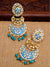 Blue Chandbali Long Danglers Gold Plated Bridal Earrings For Wedding Party