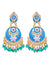 Traditonal Gold Plated Sky Blue Meenakari Long Pearl Dangler Earrings