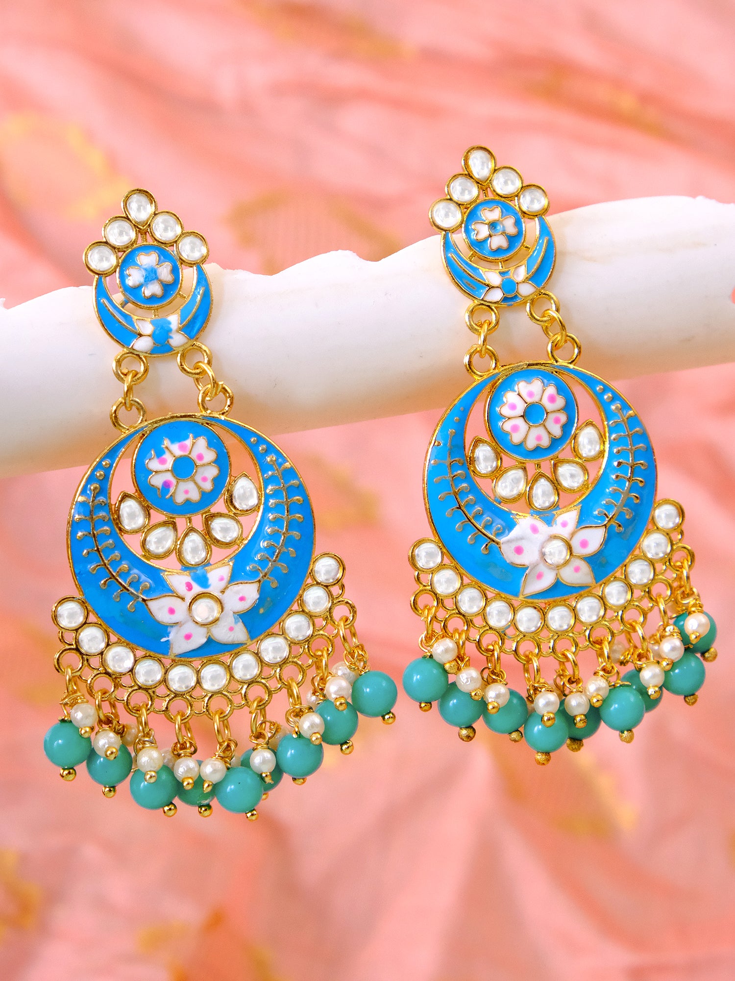 Ahana Kundan Earrings with Yellow, Blue, Green & Pink Topaz – B Anu Designs