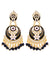 Traditonal Gold Plated Black Meenakari Long Pearl Dangler Earrings