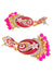 Traditonal Gold Plated Pink Meenakari Long Pearl Dangler Earrings