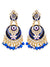 Traditonal Gold Plated Blue Meenakari Long Pearl Dangler Earrings