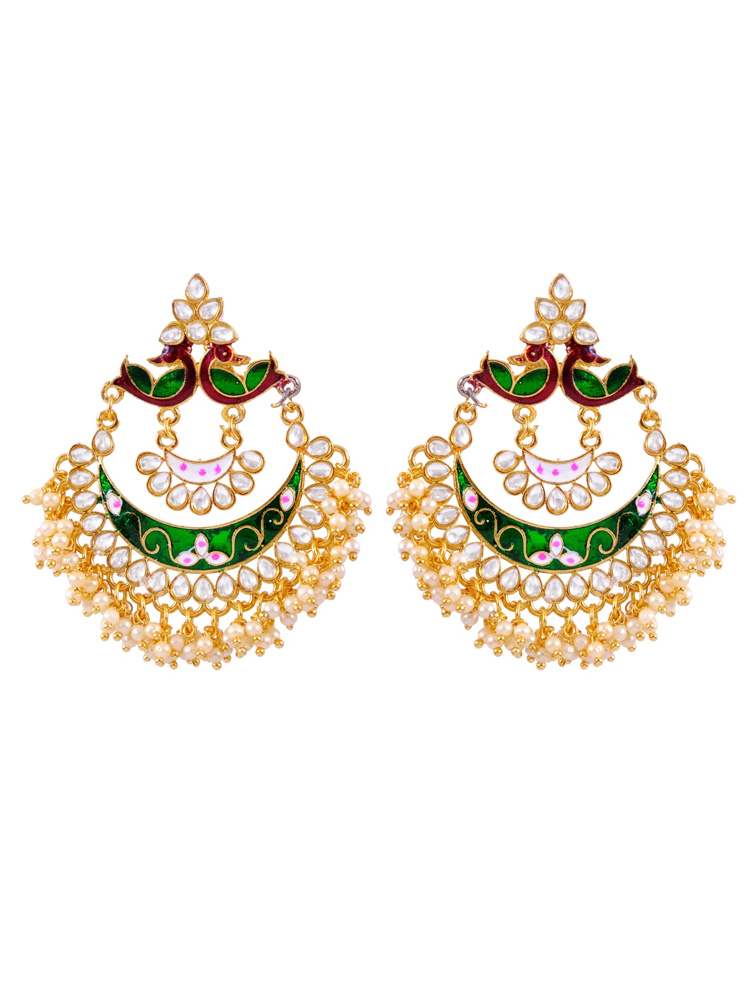 New Collection Of Chandbali Earrings Gold- Green Colour RAE1244