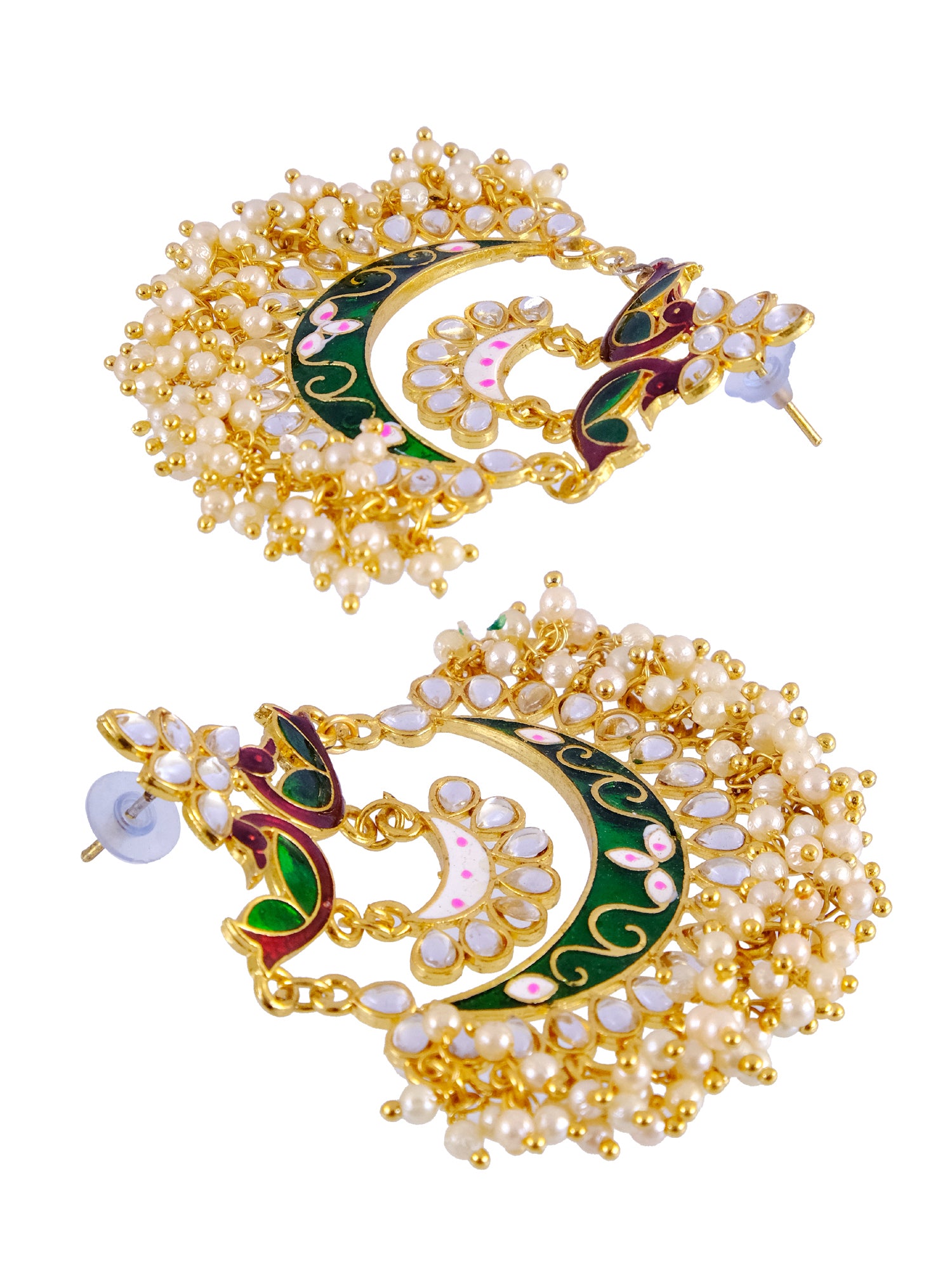 New Collection Of Chandbali Earrings Gold- Green Colour RAE1244