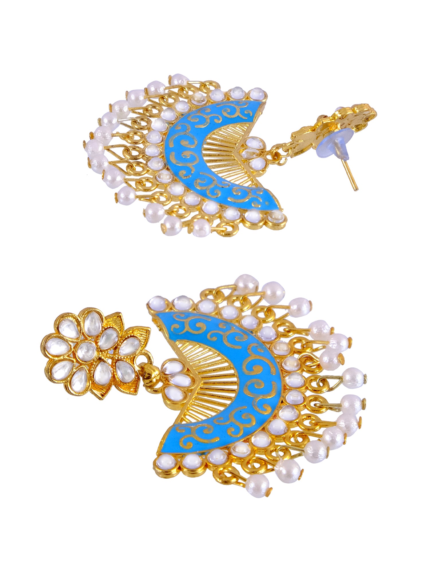 New Collection Of Chandbali Earrings Gold- Aqua Colour RAE1252