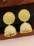 Silver-plated Round Design Yellow Jhumka Earrings RAE1269
