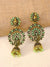 Meenakari Jewellery Traditional Gold-Plated Light Green Kundan Stylish Fancy Party Wear Pearl Stylish Ethnic Peacock Jhumka Earrings RAE1283
