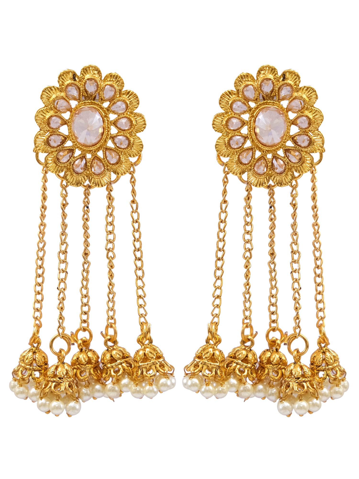 Gold Plated Pearl Traditional Jhumki Earrings for Women