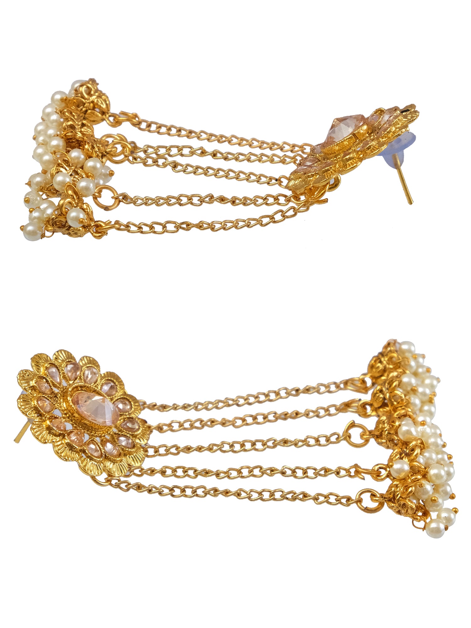 Gold Plated Pearl Traditional Jhumki Earrings for Women